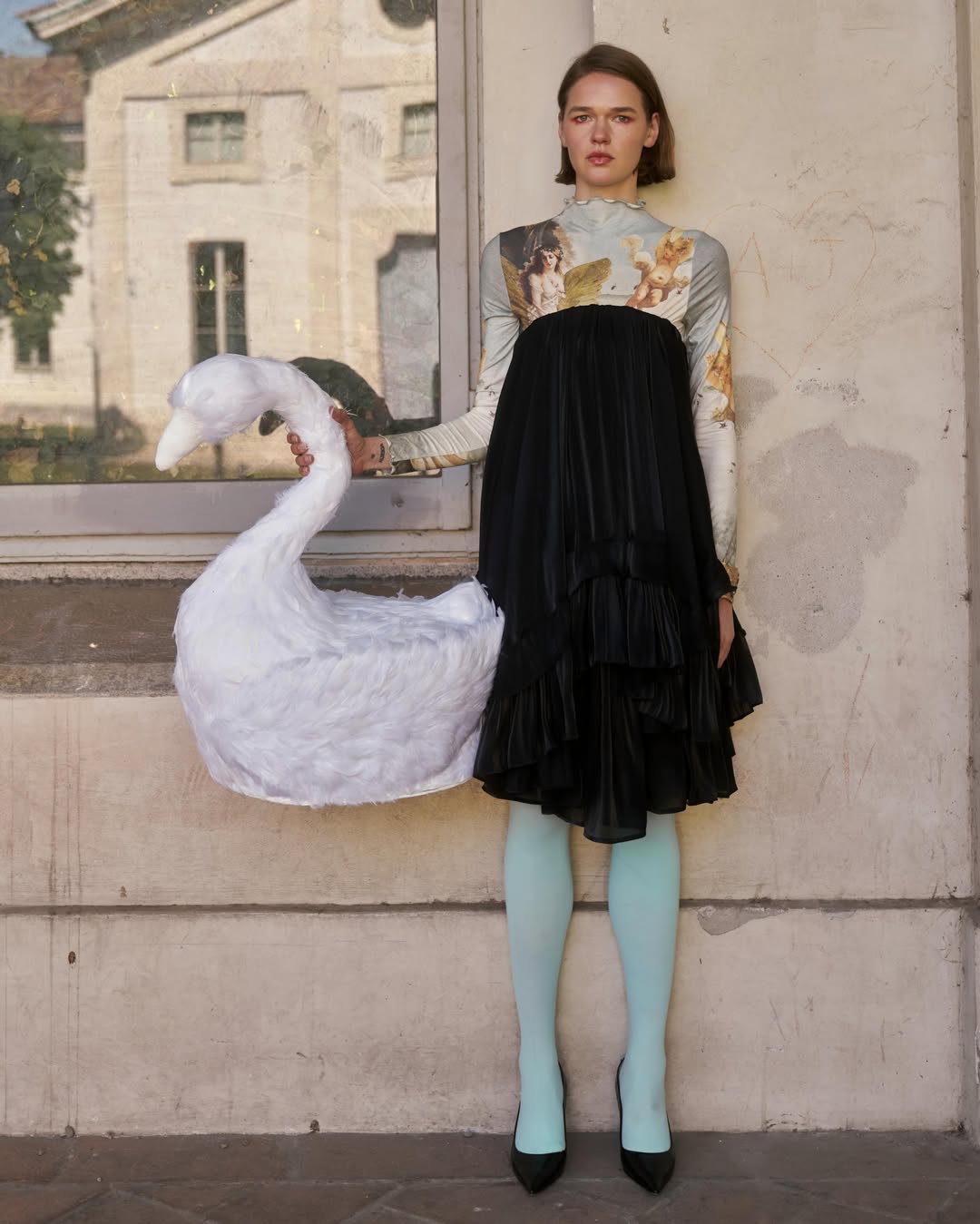The black Moc Croc Pump featured in Numéro Switzerland's Take Me to the River editorial.