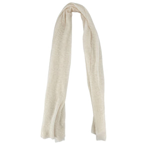 White cashmere stole with long straight drape, plain knit texture