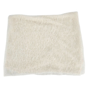 Plain white cashmere stole rectangle, soft fuzzy fabric close-up