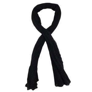 Black cashmere stole, long plain scarf with soft drape