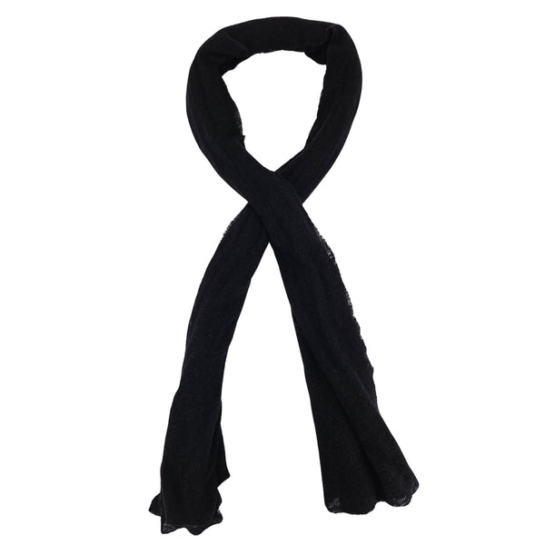 Black cashmere stole, long plain scarf with soft drape