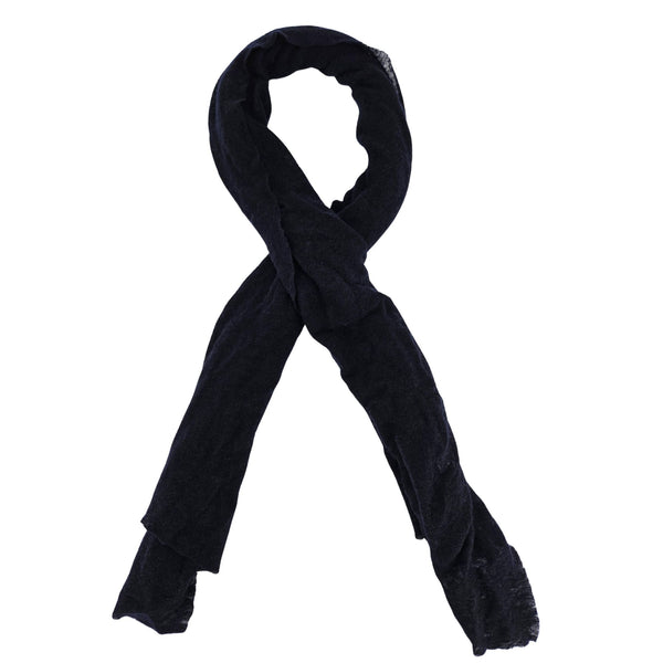 Navy cashmere plain scarf, draped loop with soft fringed ends