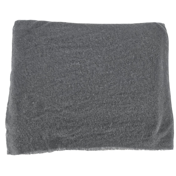 Dark gray cashmere scarf fabric swatch, smooth plain texture