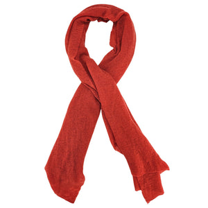 Orange-red cashmere scarf with soft drape and plain ends