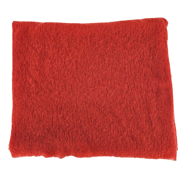 Orange-red cashmere scarf texture swatch with a plain woven surface