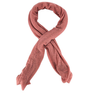 Blush pink cashmere plain scarf, tied in a loop with long ends