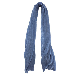 Light blue cashmere plain scarf with long draped ends