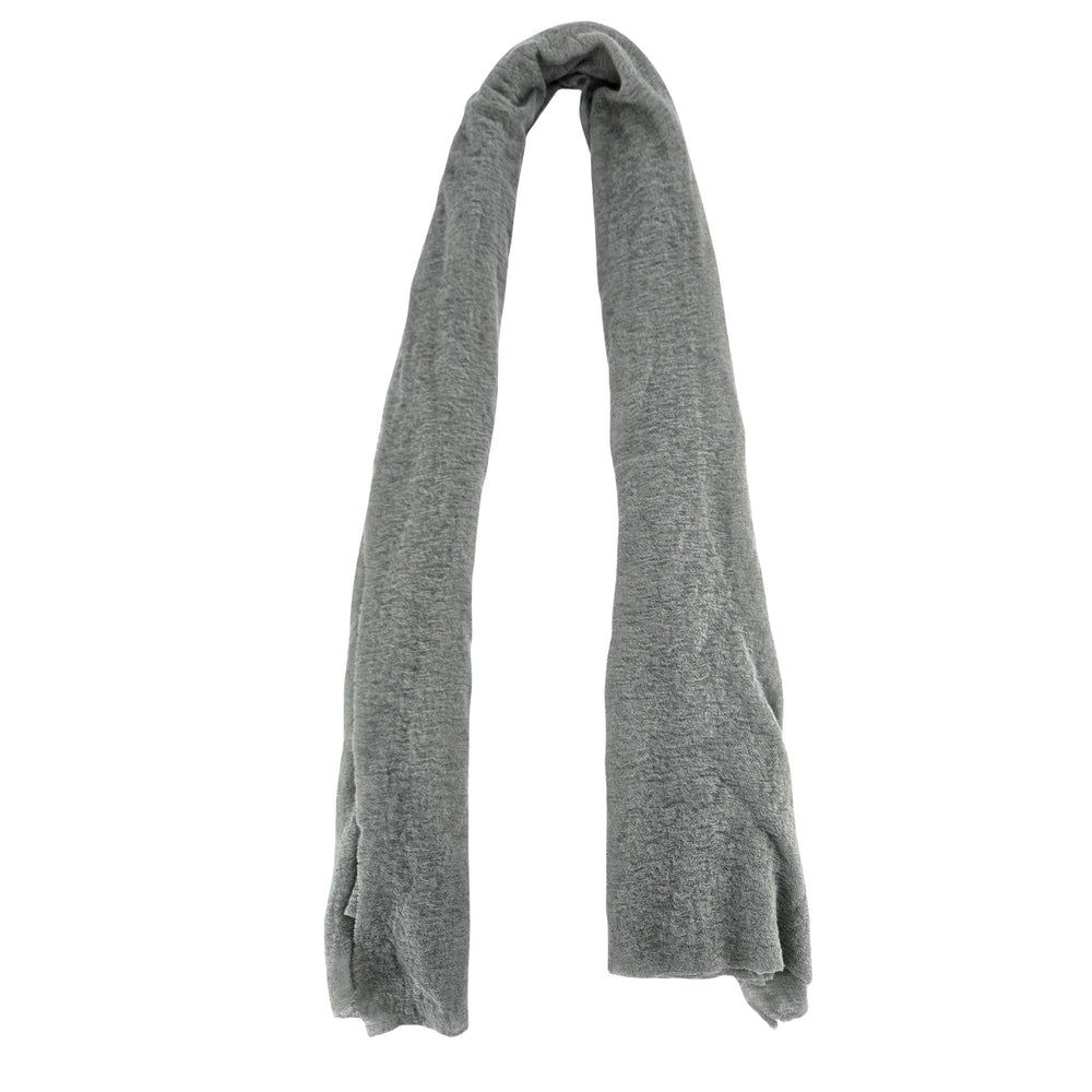 Gray cashmere plain scarf, long with neatly hemmed ends