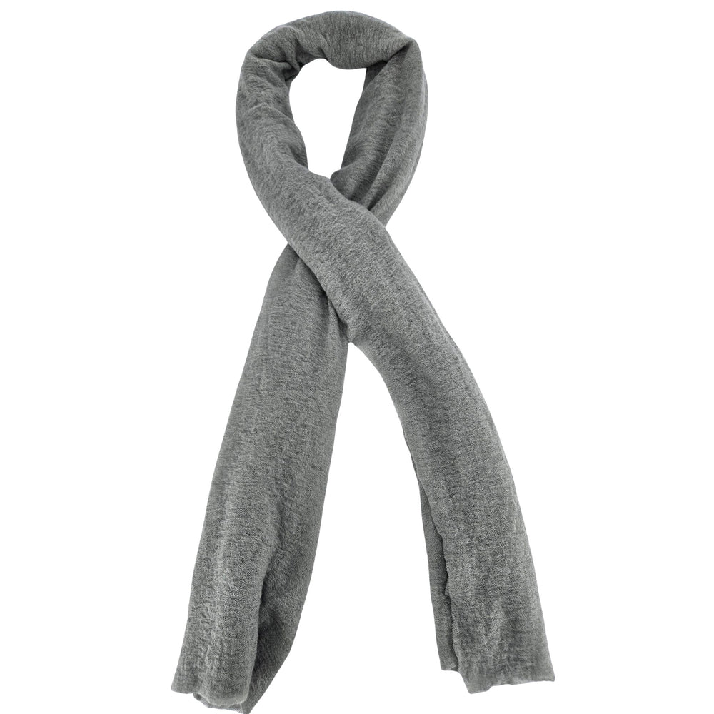 Gray cashmere plain scarf, long with neatly hemmed ends