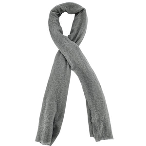 Gray cashmere plain scarf, long with neatly hemmed ends
