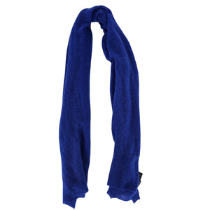 Blue cashmere stole, plain fabric, draped loop shape