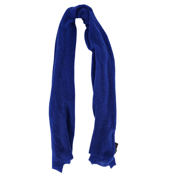 Blue cashmere stole, plain fabric, draped loop shape