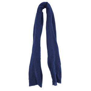 Blue cashmere plain scarf, long narrow knit with soft drape