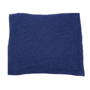 Blue cashmere plain scarf, flat rectangular fabric swatch with soft texture