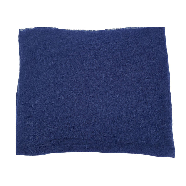 Blue cashmere plain scarf, flat rectangular fabric swatch with soft texture