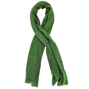 Green cashmere stole, large plain weave with soft drape