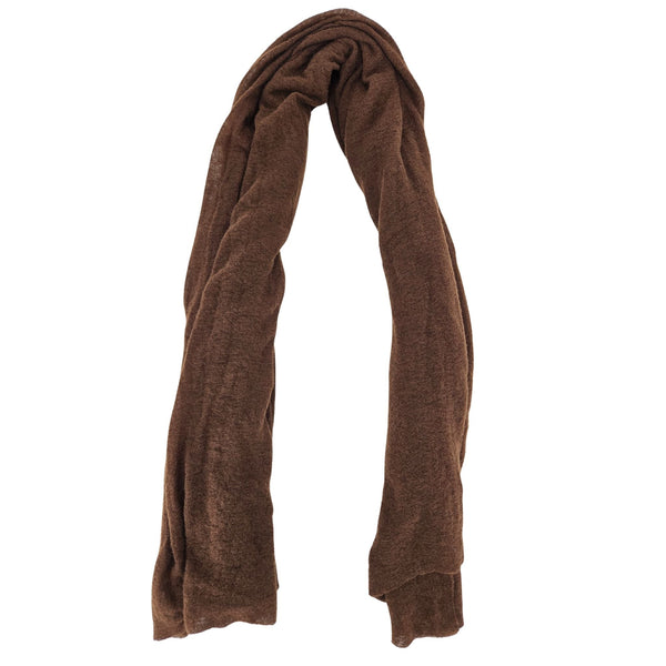 Brown cashmere plain large stole scarf, long rectangular shape, neatly folded