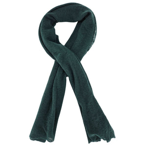 Large cashmere stole in dark green, plain woven fabric with soft drape