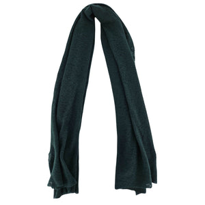 Dark green cashmere stole, long plain scarf with simple folded ends