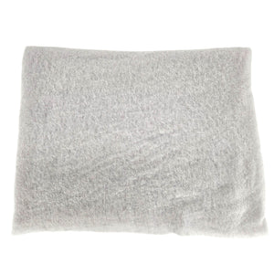 Light gray cashmere plain scarf folded rectangle, fine knit texture