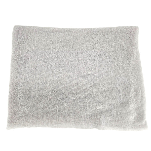 Light gray cashmere plain scarf folded rectangle, fine knit texture