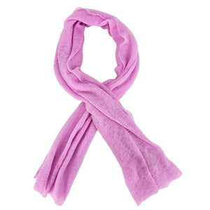 Lavender cashmere scarf with plain weave and fringed ends, small size