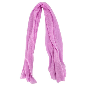 Lavender cashmere scarf, plain fabric draped with soft fringed ends