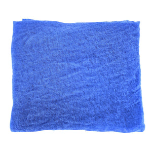 Blue cashmere scarf folded rectangle, smooth plain knit texture