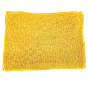 Yellow cashmere stole folded flat, plain texture with rectangular shape