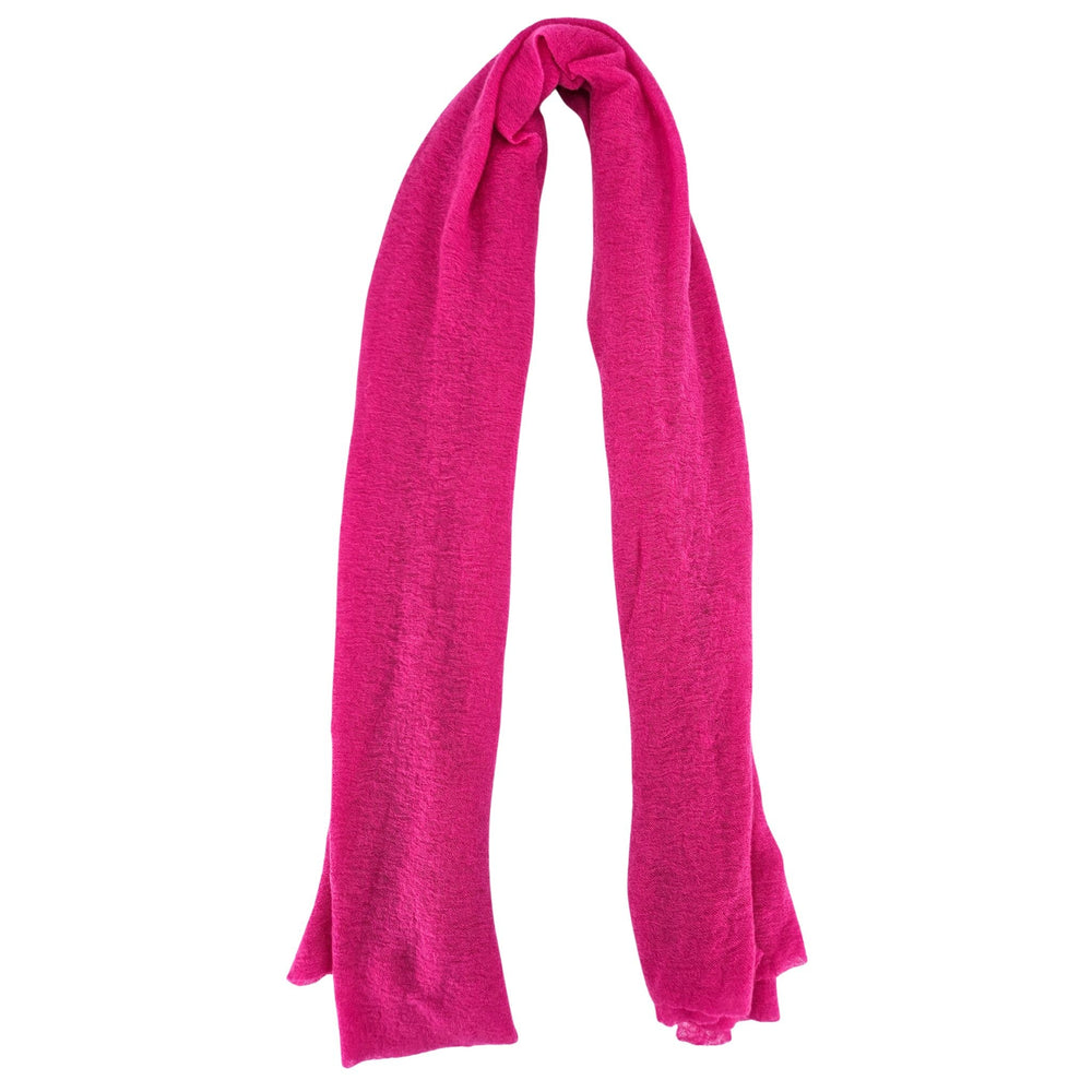Cashmere plain stole in bright fuchsia, draped loop with soft fringe ends