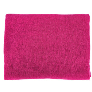 Cashmere plain stole fabric in bright fuchsia, close-up of soft fuzzy weave