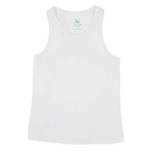 White sleeveless crew-neck tank top