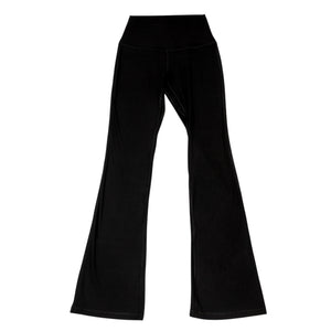 Black flare legging with high-rise waistband