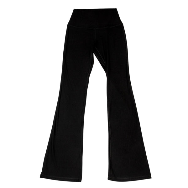 Black flare legging with high-rise waistband