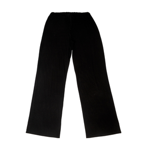 Black flow pants with elastic waistband and wide straight legs