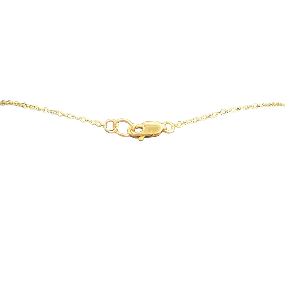 Gold-tone chain with round blue multicolor beaded mandala pendant