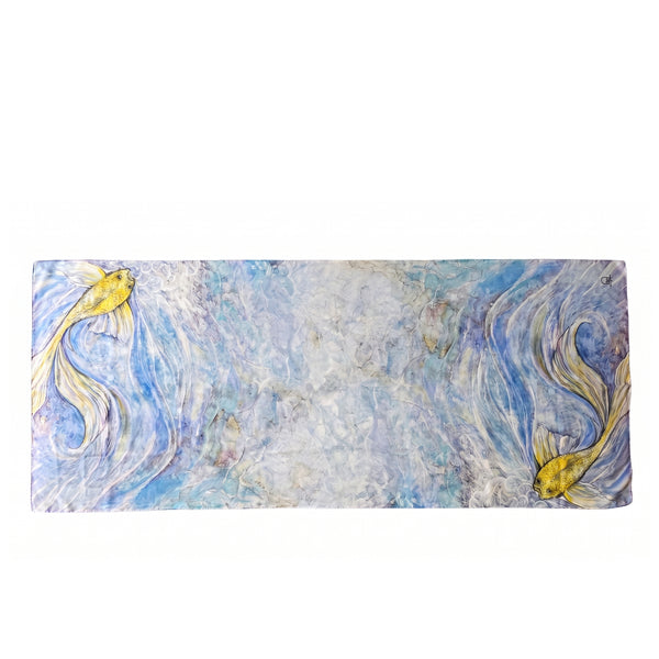 Blue Fan Tail Fish Silk Scarf