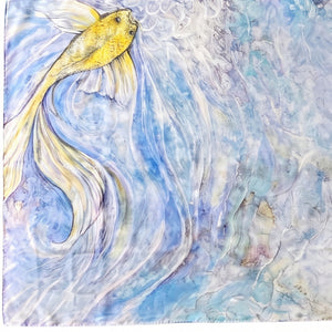 Blue Fan Tail Fish Silk Scarf