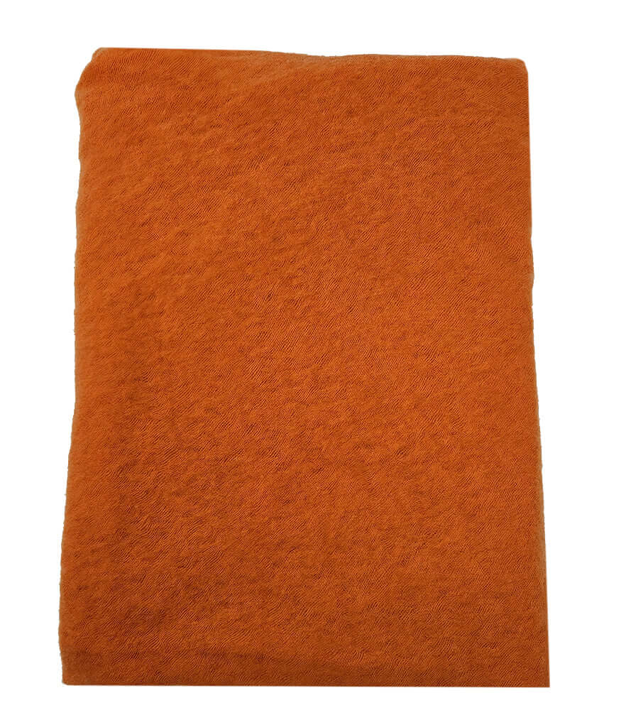 Orange cashmere plain scarf with fringed ends