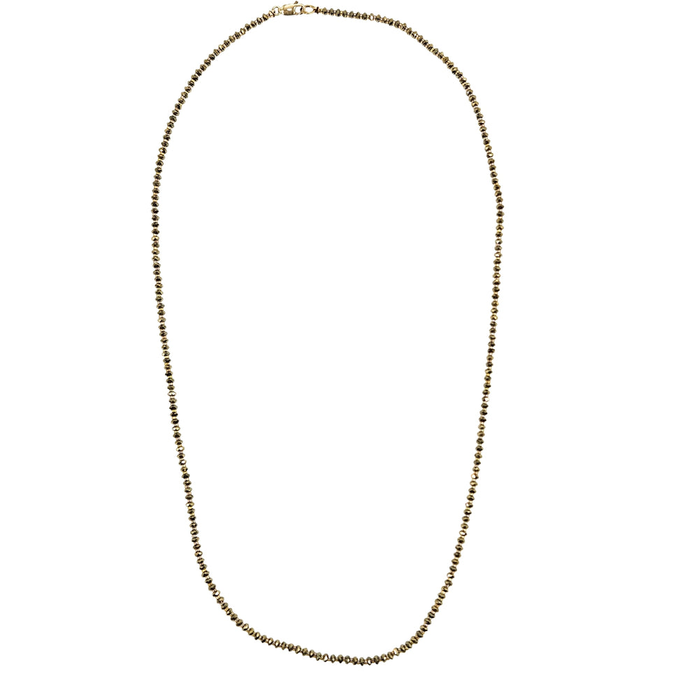 Bronze beaded necklace with small round pyrite-style beads