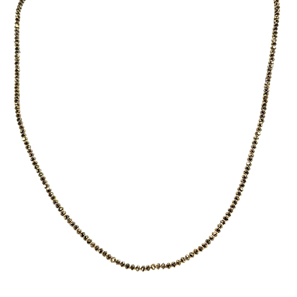 Bronze beaded necklace with small round pyrite-style beads