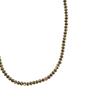 Bronze beaded necklace strand with textured round pyrite-style beads