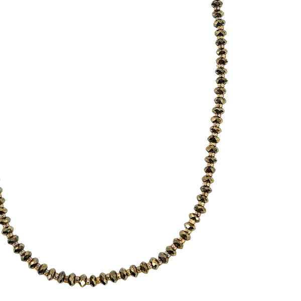 Bronze beaded necklace strand with textured round pyrite-style beads