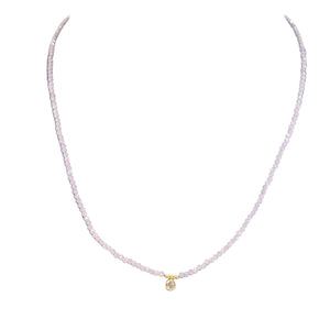 Lavender amethyst choker with faceted beads and small gold-tone centerpiece