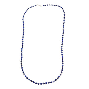 Blue faceted lapis bead necklace, single strand with oval drape