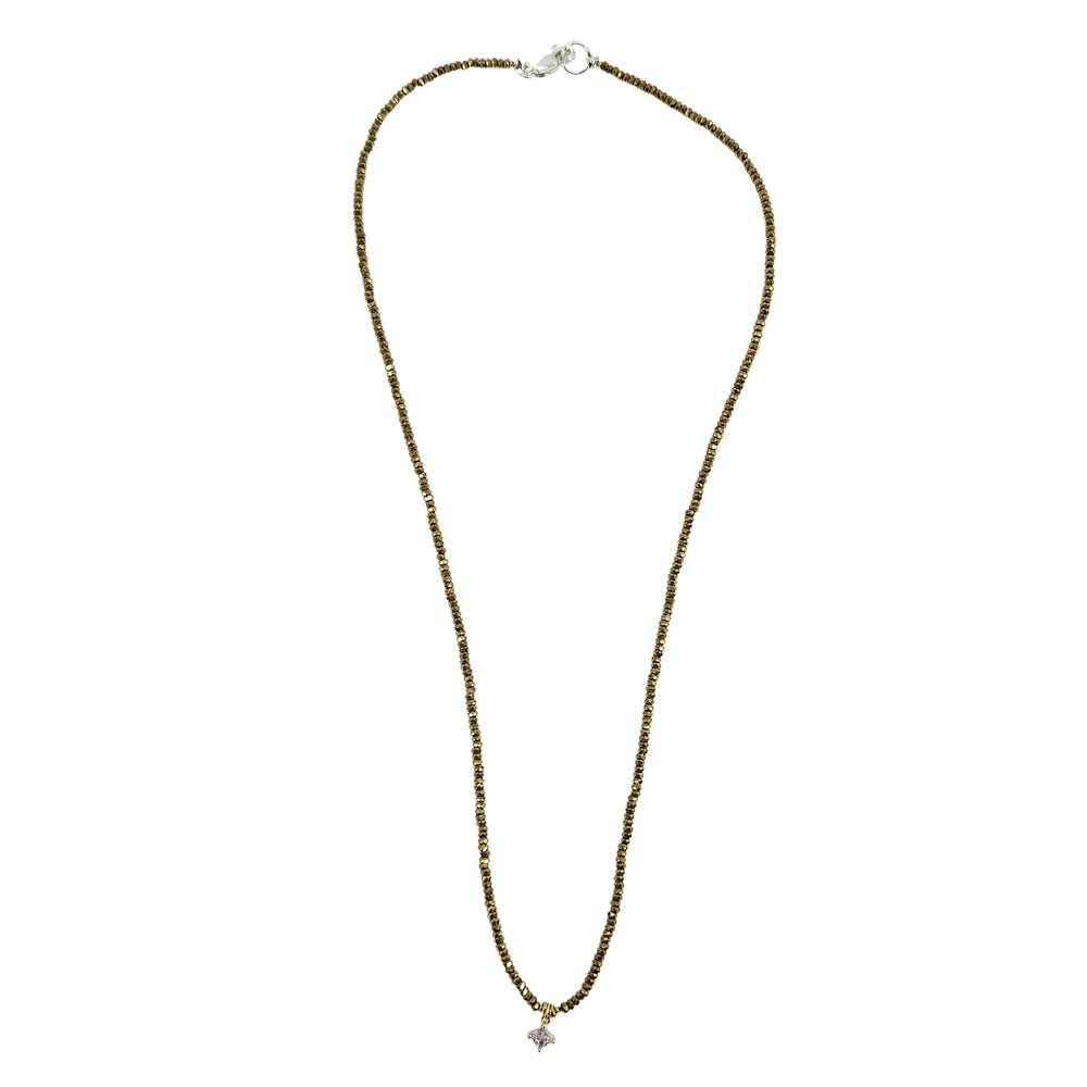 Gold beaded charm necklace with star pendant