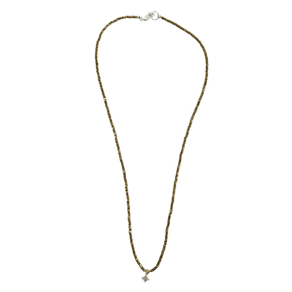 Gold beaded charm necklace with star pendant