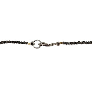 Black micro-bead choker with lobster clasp and gold accent beads