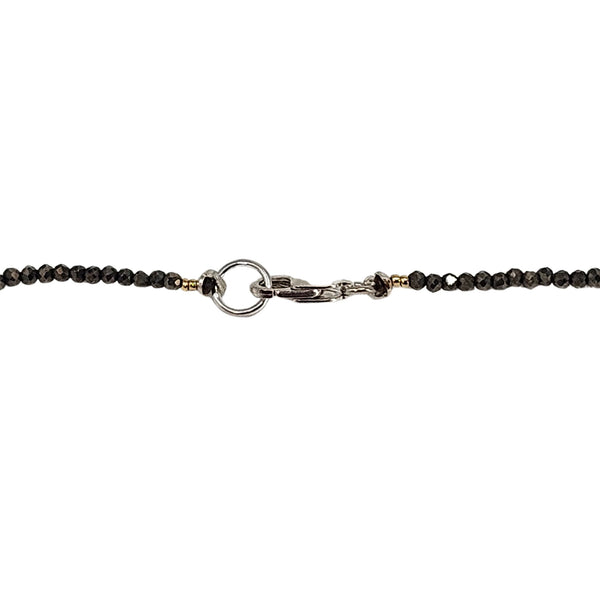 Black micro-bead choker with lobster clasp and gold accent beads