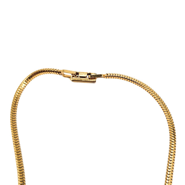 Gold-tone mesh chain necklace with rectangular clasp